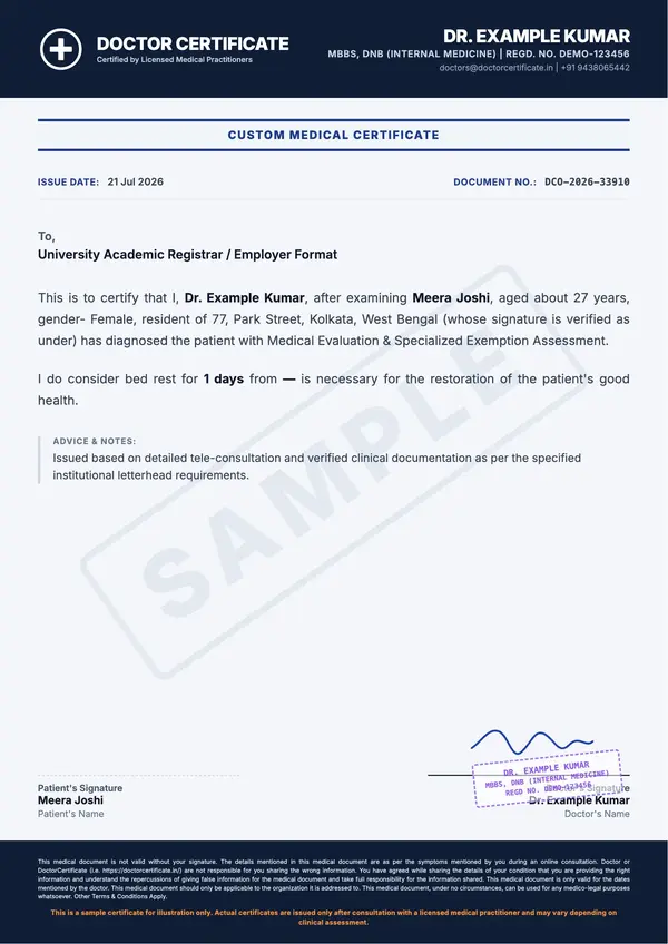 custom certificate sample