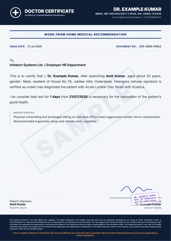 wfh certificate sample