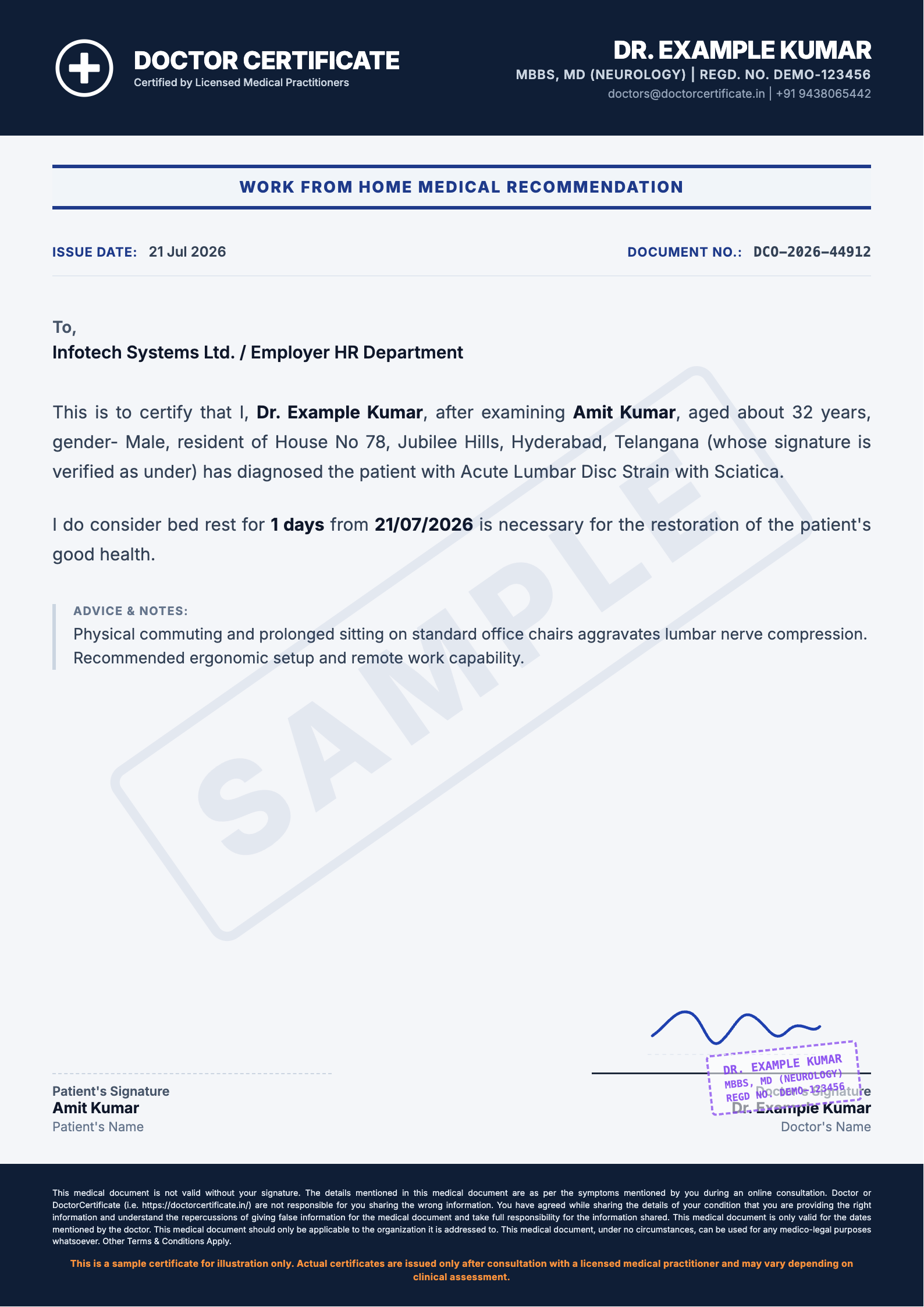 wfh certificate sample
